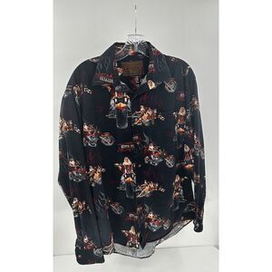 Santa Biker Shirt Men's Motorcycle Christmas All‎ Over Print North River Size M